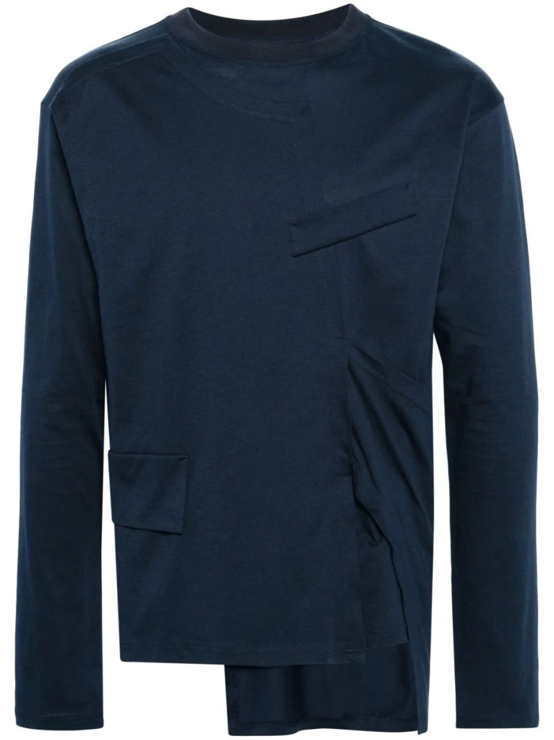 Blue Asymmetric Cotton T-Shirt