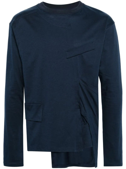 Blue Asymmetric Cotton T-Shirt